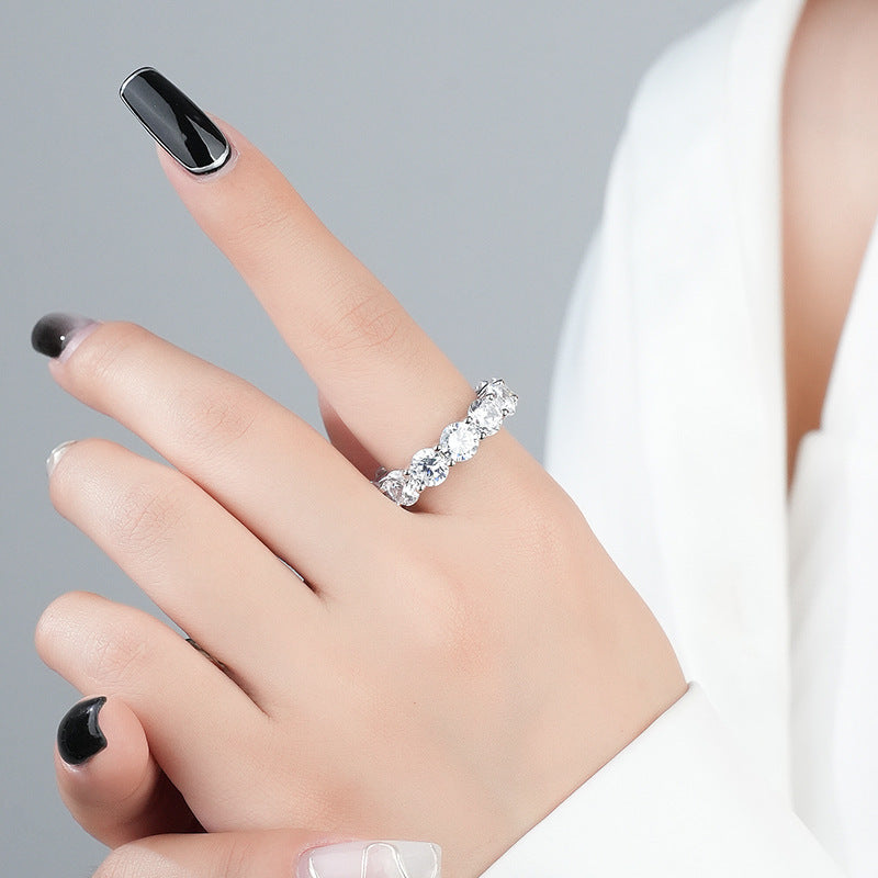 Sterling Silver Round Zircon Ring