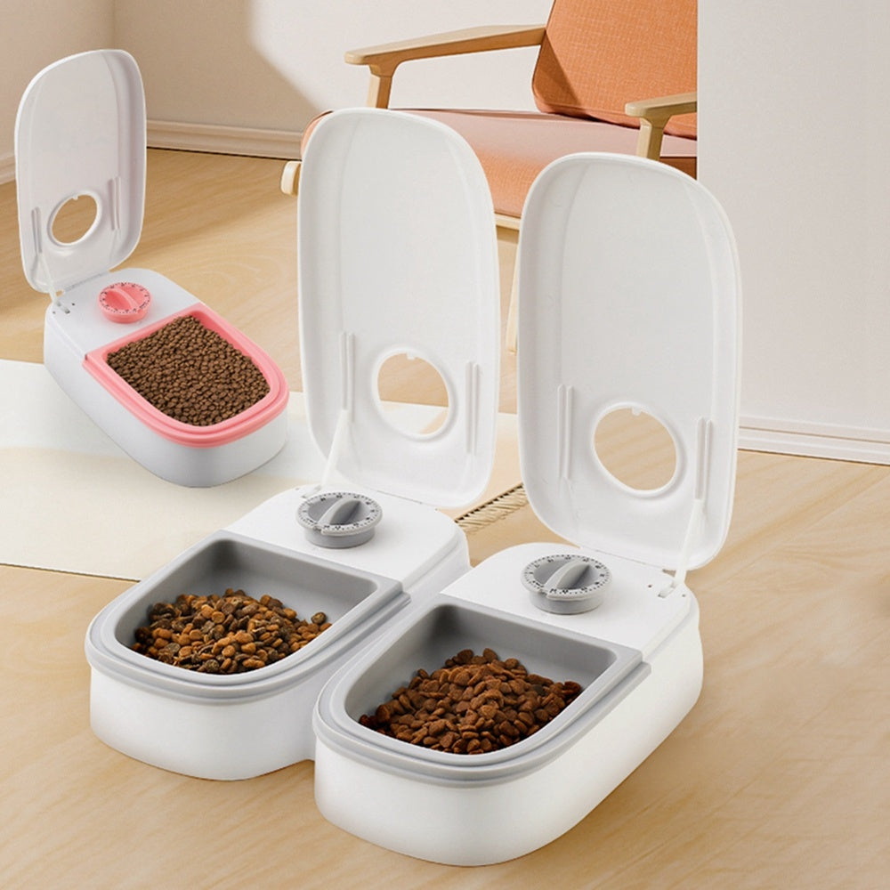 Smart Food Dispenser For Cats Dogs Timer Stainless Steel Bowl