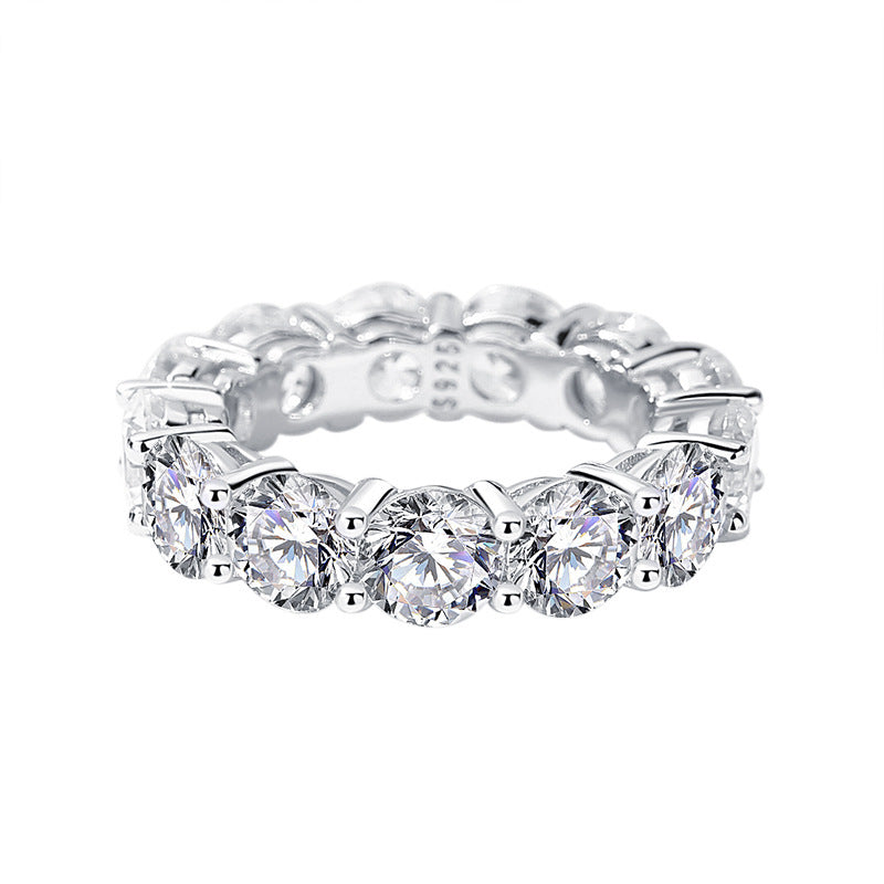 Sterling Silver Round Zircon Ring
