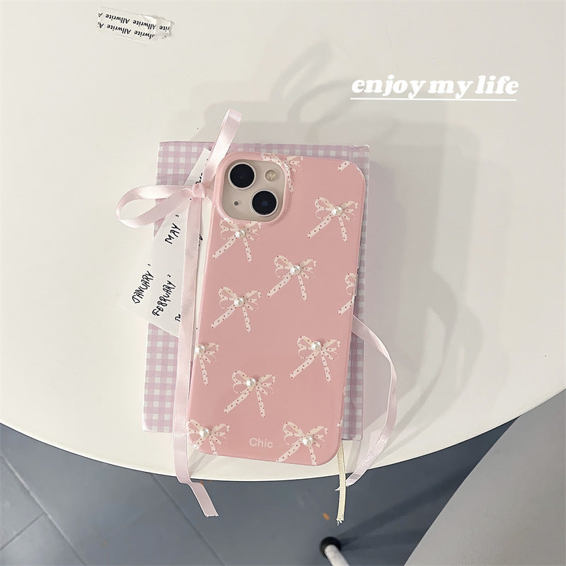 Girl Pearl Bow Stereo Phone Case