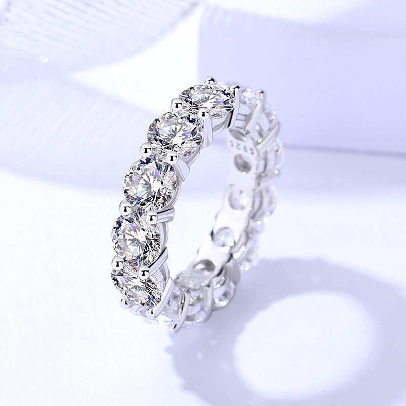 Sterling Silver Round Zircon Ring