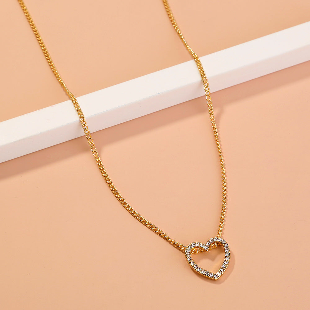 Diamond Necklace With A Hollow Heart