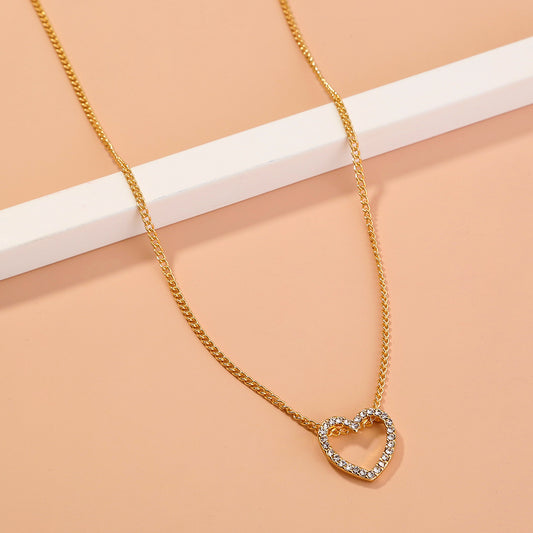 Diamond Necklace With A Hollow Heart