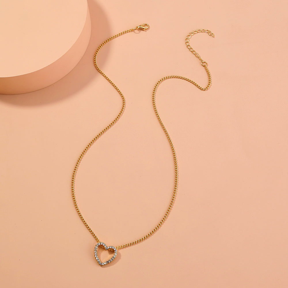 Diamond Necklace With A Hollow Heart