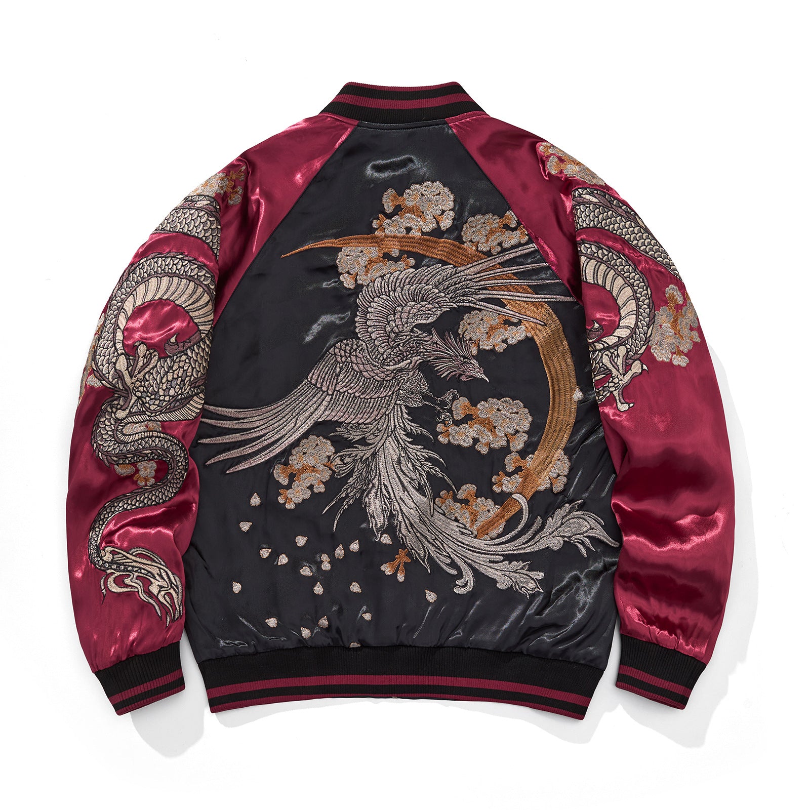 Herrenjacke im chinesischen Stil aus Polyester, locker geschnitten, bestickt