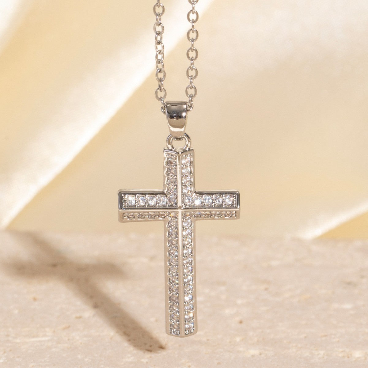 Real Gold Electroplated Micro Inlaid Zircon Cross Necklace