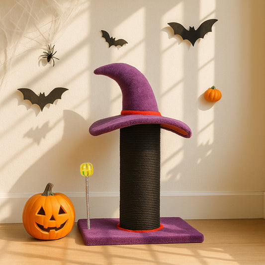 Wizard Hat Cat Scratching Post With Spring Ball Toy For Indoor Cats