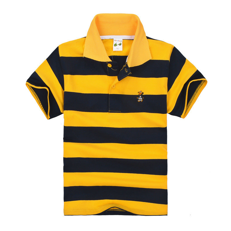 Sainishops™CUHK Children's T-shirt Cotton Striped Lapel Polo Shirt