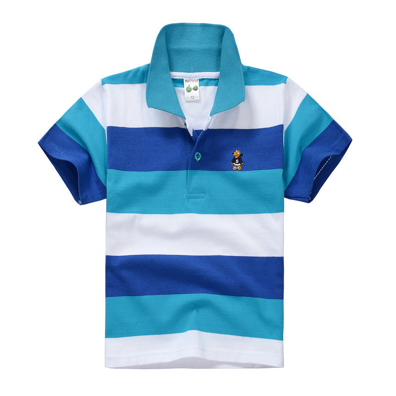 Sainishops™CUHK Children's T-shirt Cotton Striped Lapel Polo Shirt