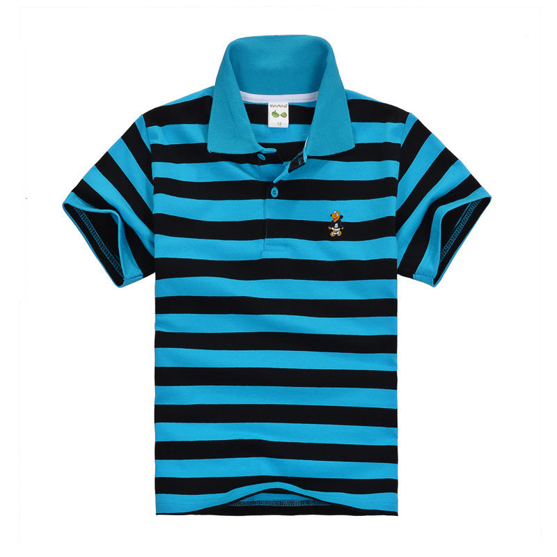 Sainishops™CUHK Children's T-shirt Cotton Striped Lapel Polo Shirt