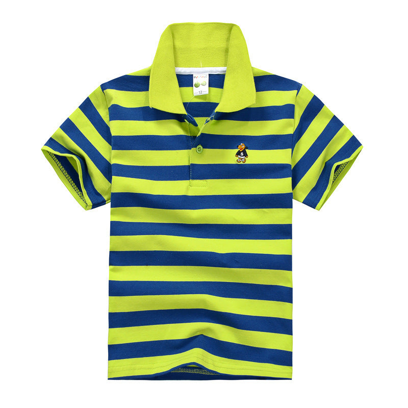 Sainishops™CUHK Children's T-shirt Cotton Striped Lapel Polo Shirt