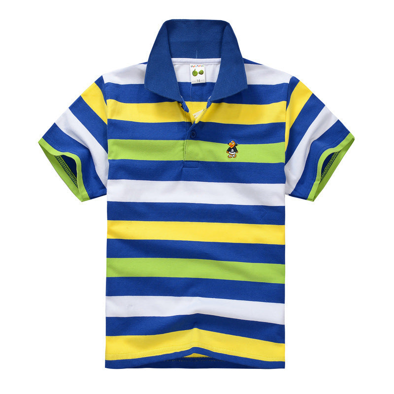 Sainishops™CUHK Children's T-shirt Cotton Striped Lapel Polo Shirt