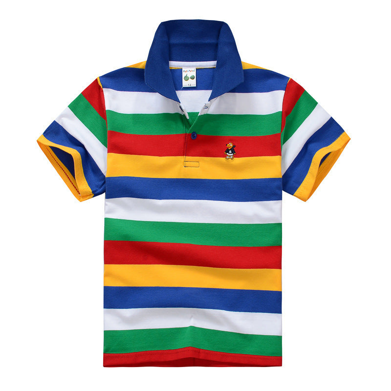 Sainishops™CUHK Children's T-shirt Cotton Striped Lapel Polo Shirt