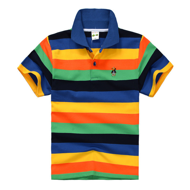 Sainishops™CUHK Children's T-shirt Cotton Striped Lapel Polo Shirt