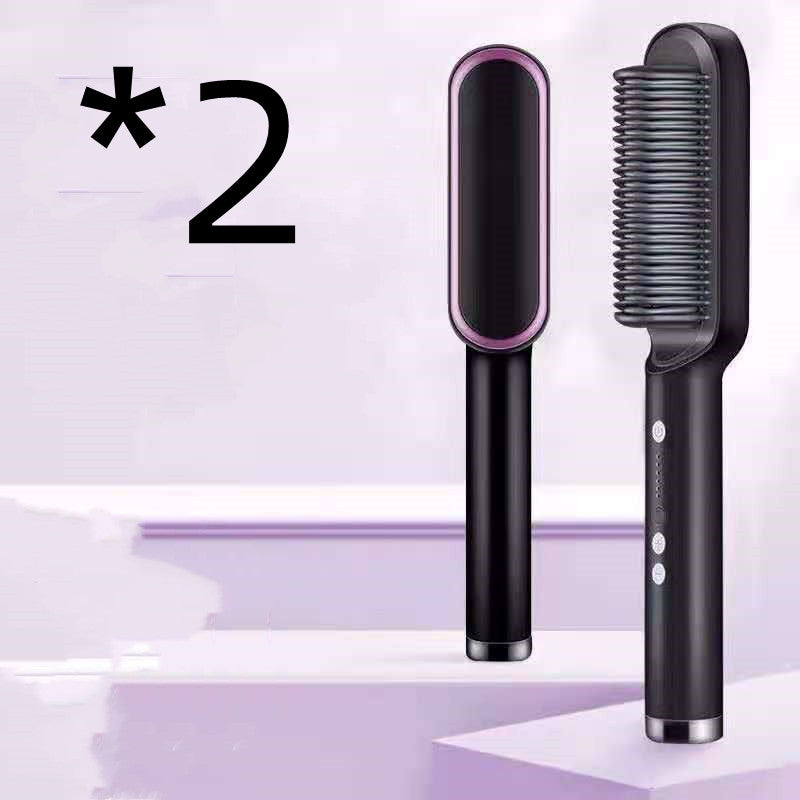 2 in 1 Ionic Hot Comb Straightener and Curling Hair Brush Tool