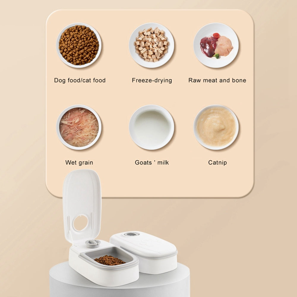 Smart Food Dispenser For Cats Dogs Timer Stainless Steel Bowl