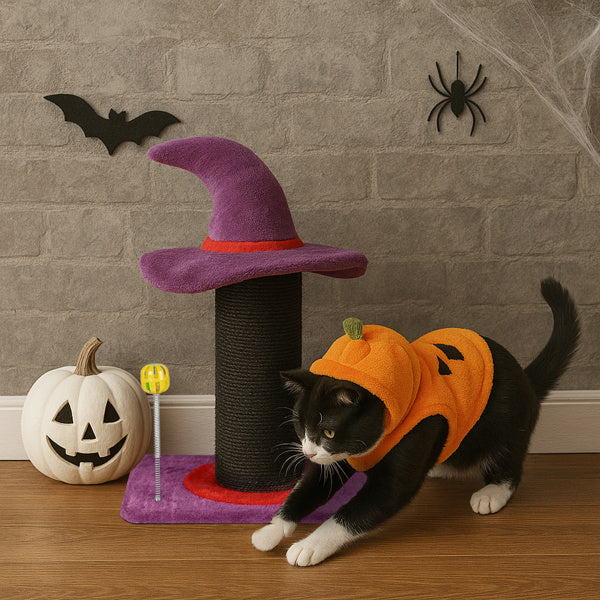 Wizard Hat Cat Scratching Post With Spring Ball Toy For Indoor Cats