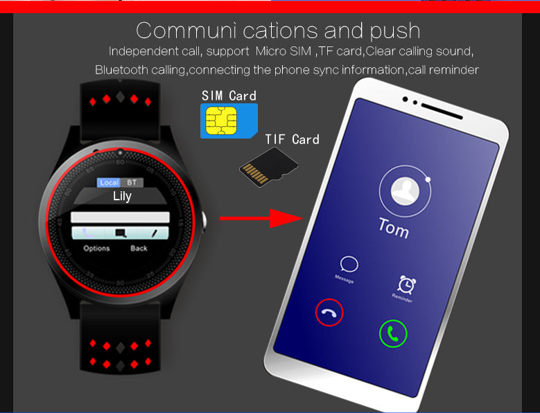 Smartwatch mit Anruf-, Foto- und Schrittzählerfunktion