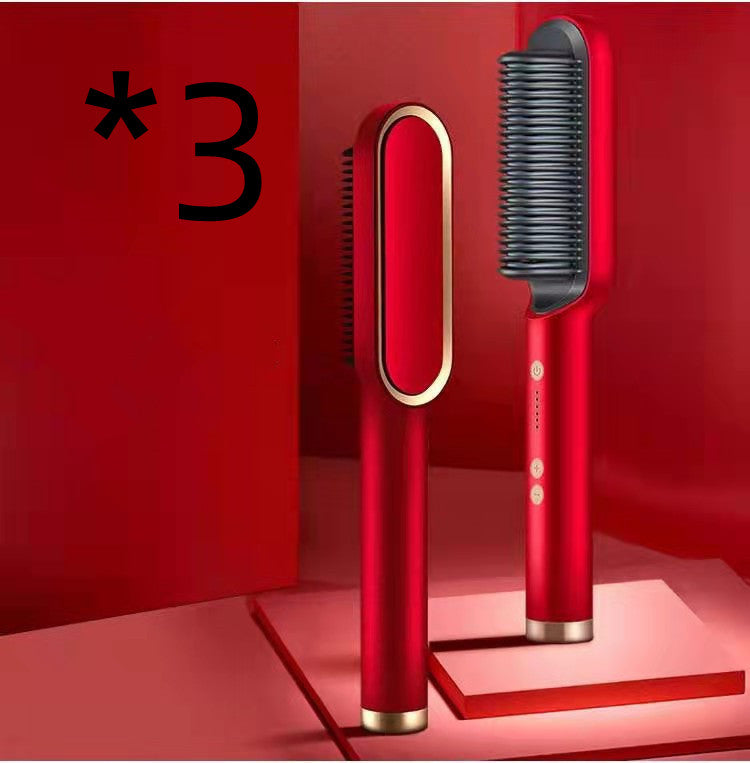 2 in 1 Ionic Hot Comb Straightener and Curling Hair Brush Tool