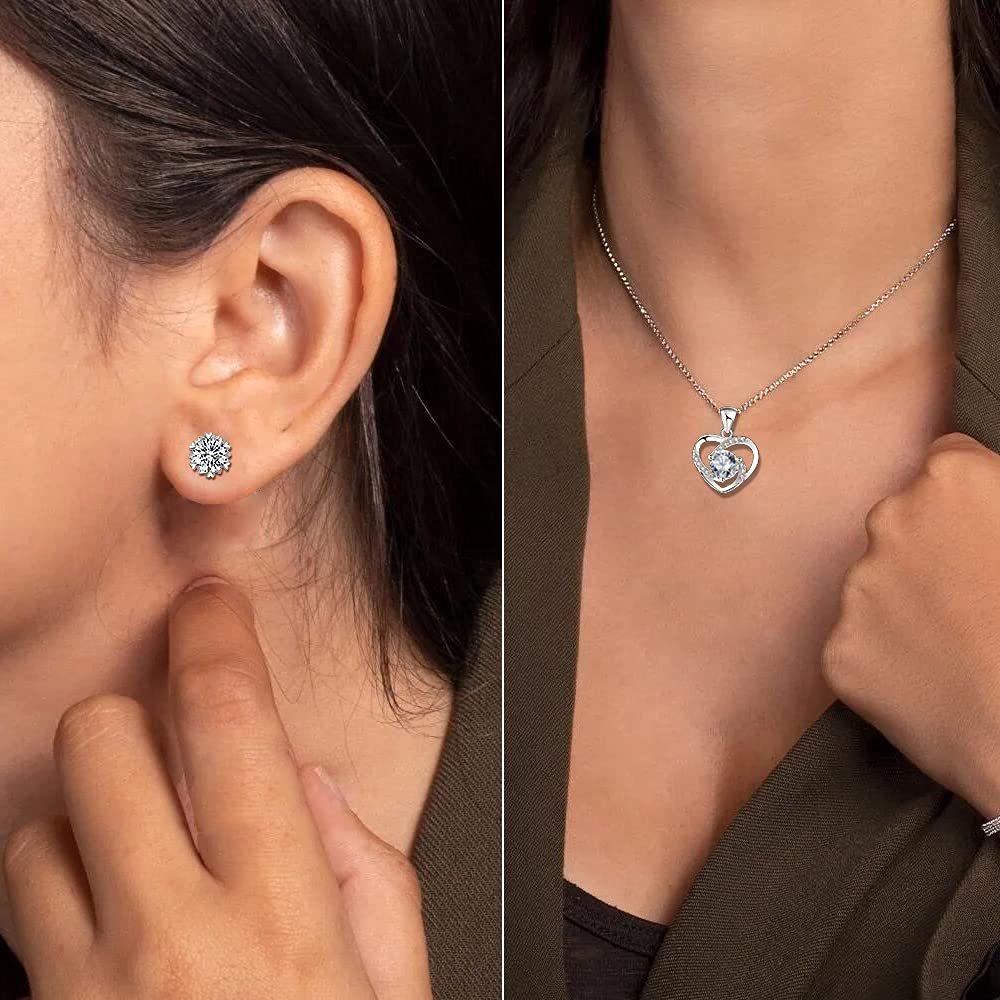 Sainishops™ Schmuckset aus Sterlingsilber mit geformter Halskette und Ohrringen