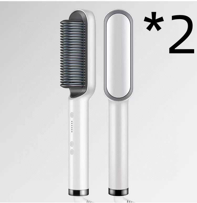 2 in 1 Ionic Hot Comb Straightener and Curling Hair Brush Tool