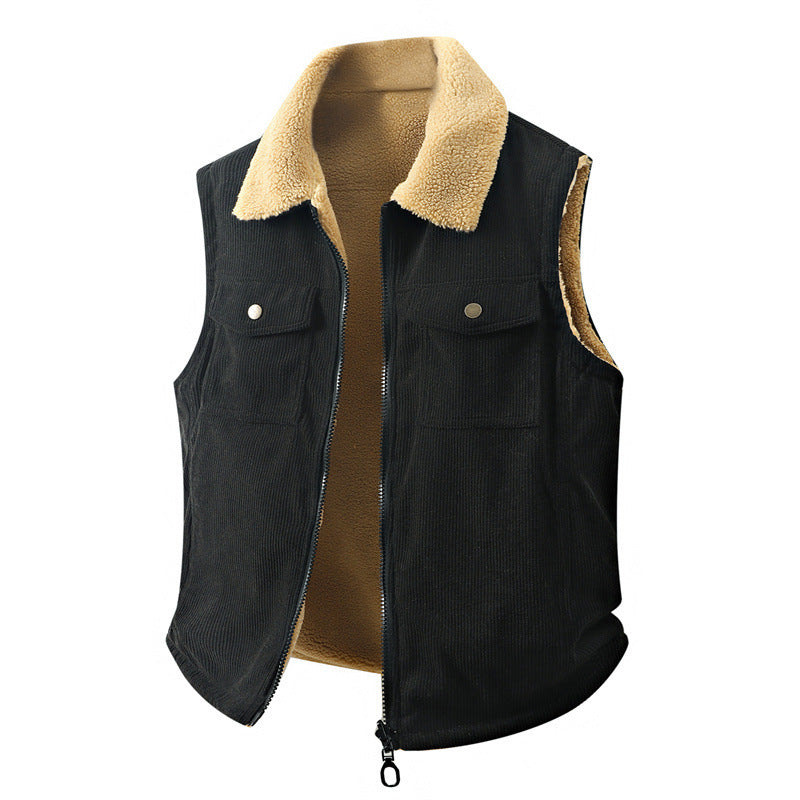 Mens AutumnWinter Jacquard Loose Cotton Thermal Padded Reversible Vest