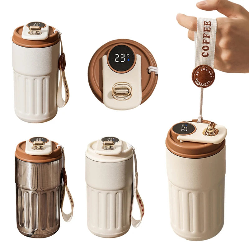 Sainishops™Smart Digital Thermal Bottle Portable Coffee Mug Stainless 450ml
