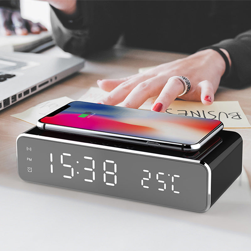 Sainishops™3in1 LED Digital Alarm Clock with Wireless Fast Charging Mirror Display & Thermometer