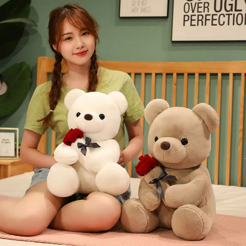 Sainishops™23 45cm New Lovely Hug Roses Teddy Bear Plush Pillow Stuffed