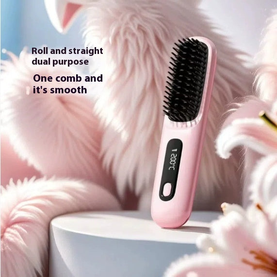 2 in 1 Wireless Hair Straightener and Curler Brush