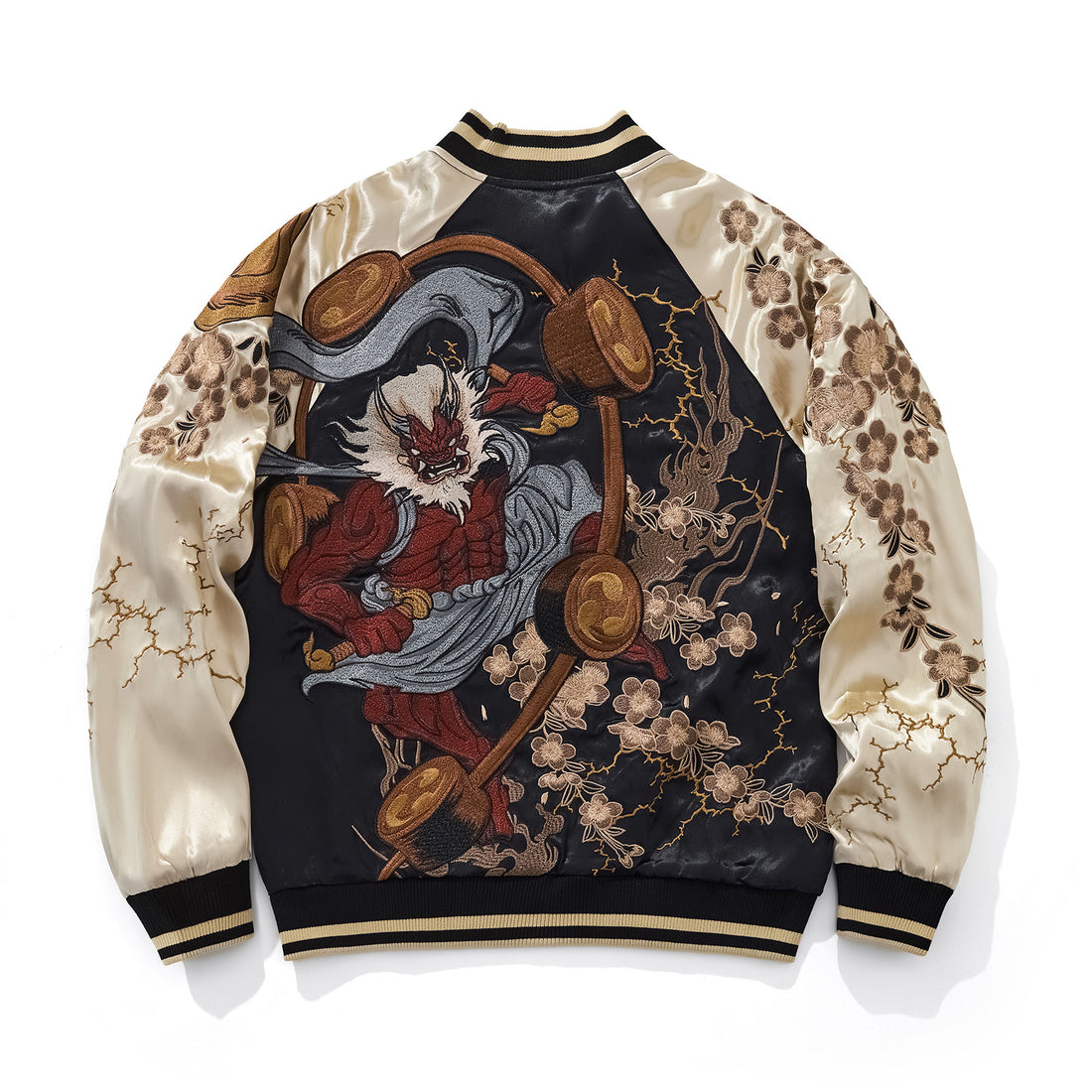 Herrenjacke im chinesischen Stil aus Polyester, locker geschnitten, bestickt