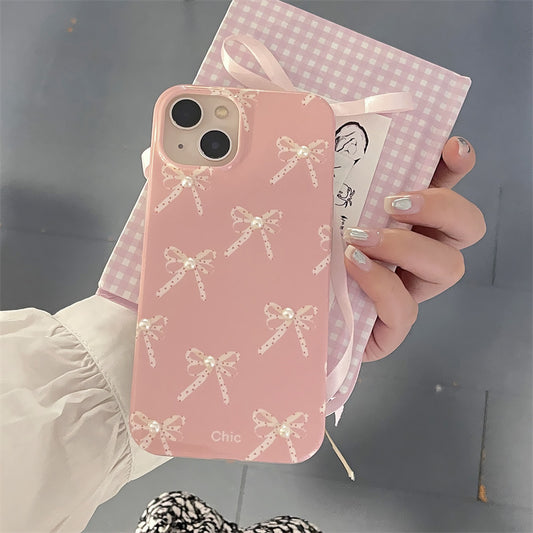 Girl Pearl Bow Stereo Phone Case
