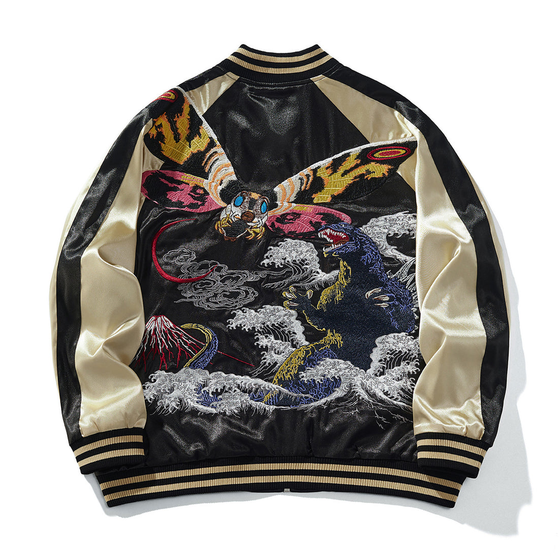 Robuste, bestickte Herren-Baseballjacke mit Drachenmotiv, lässig und Streetwear