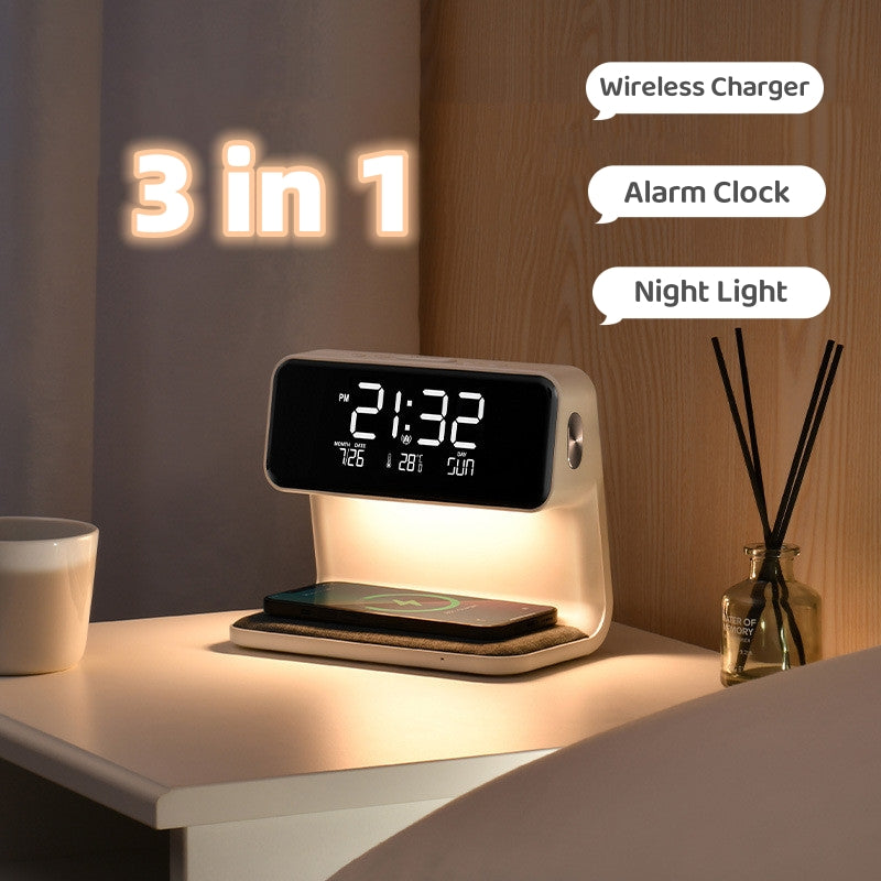 Creative Smart Bedside 3 in 1 Lamp Charger & Clock