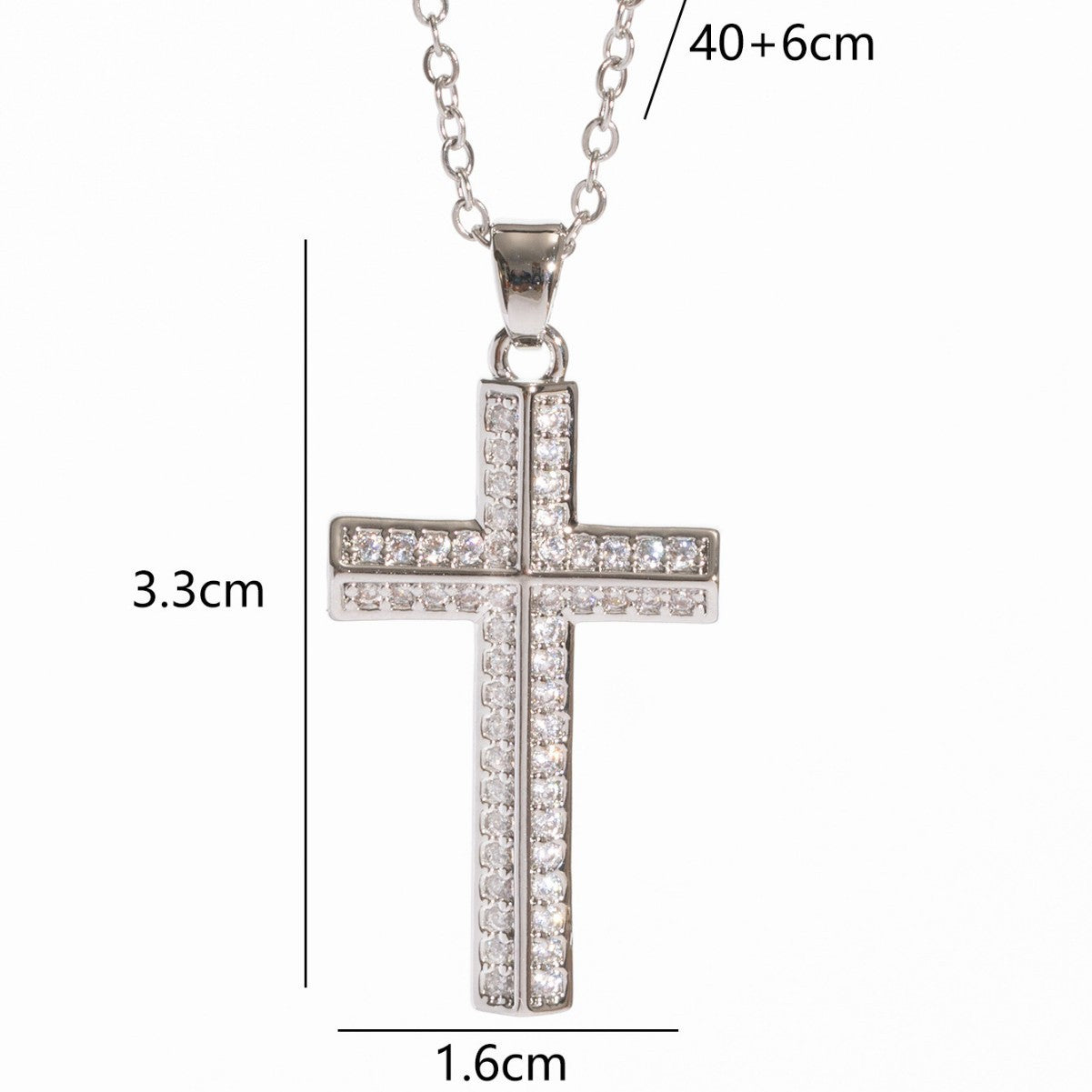Real Gold Electroplated Micro Inlaid Zircon Cross Necklace