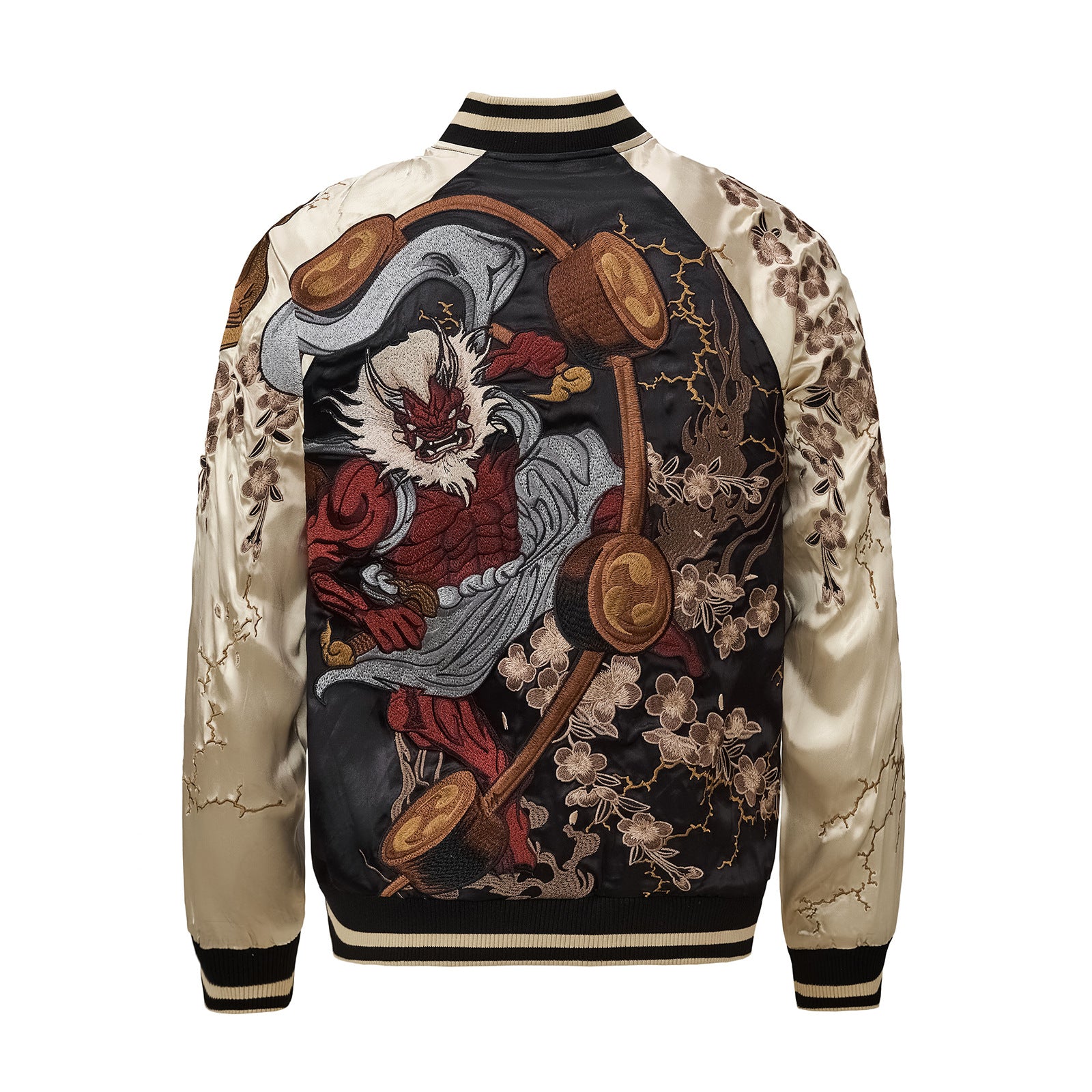 Herrenjacke im chinesischen Stil aus Polyester, locker geschnitten, bestickt