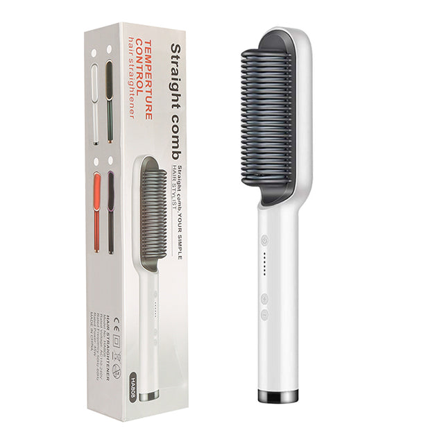 2 in 1 Ionic Hot Comb Straightener and Curling Hair Brush Tool