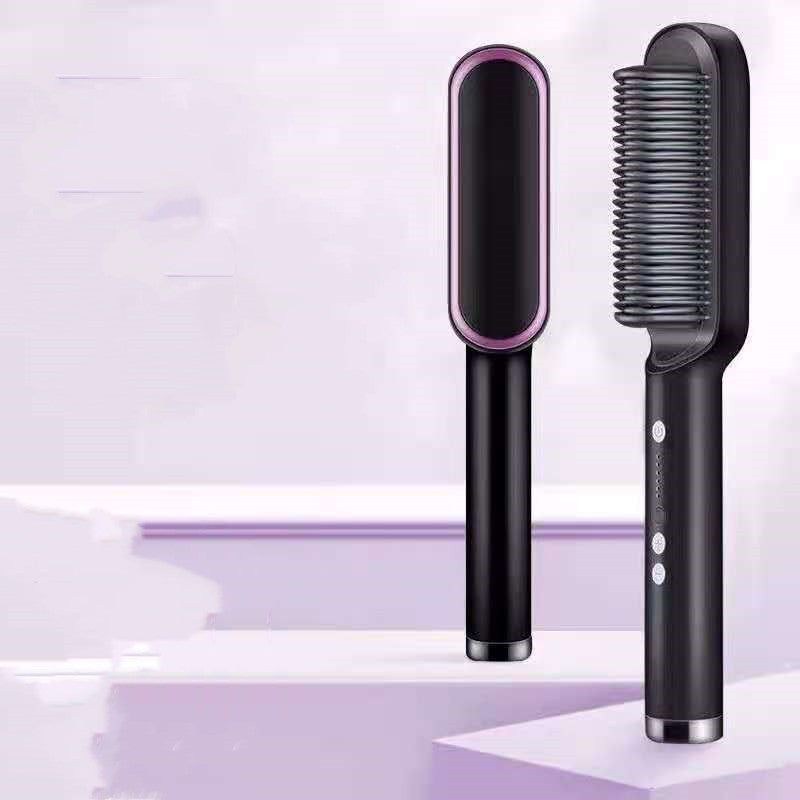 2 in 1 Ionic Hot Comb Straightener and Curling Hair Brush Tool