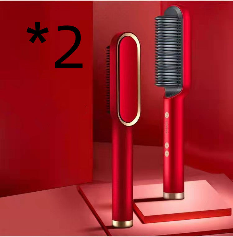 2 in 1 Ionic Hot Comb Straightener and Curling Hair Brush Tool