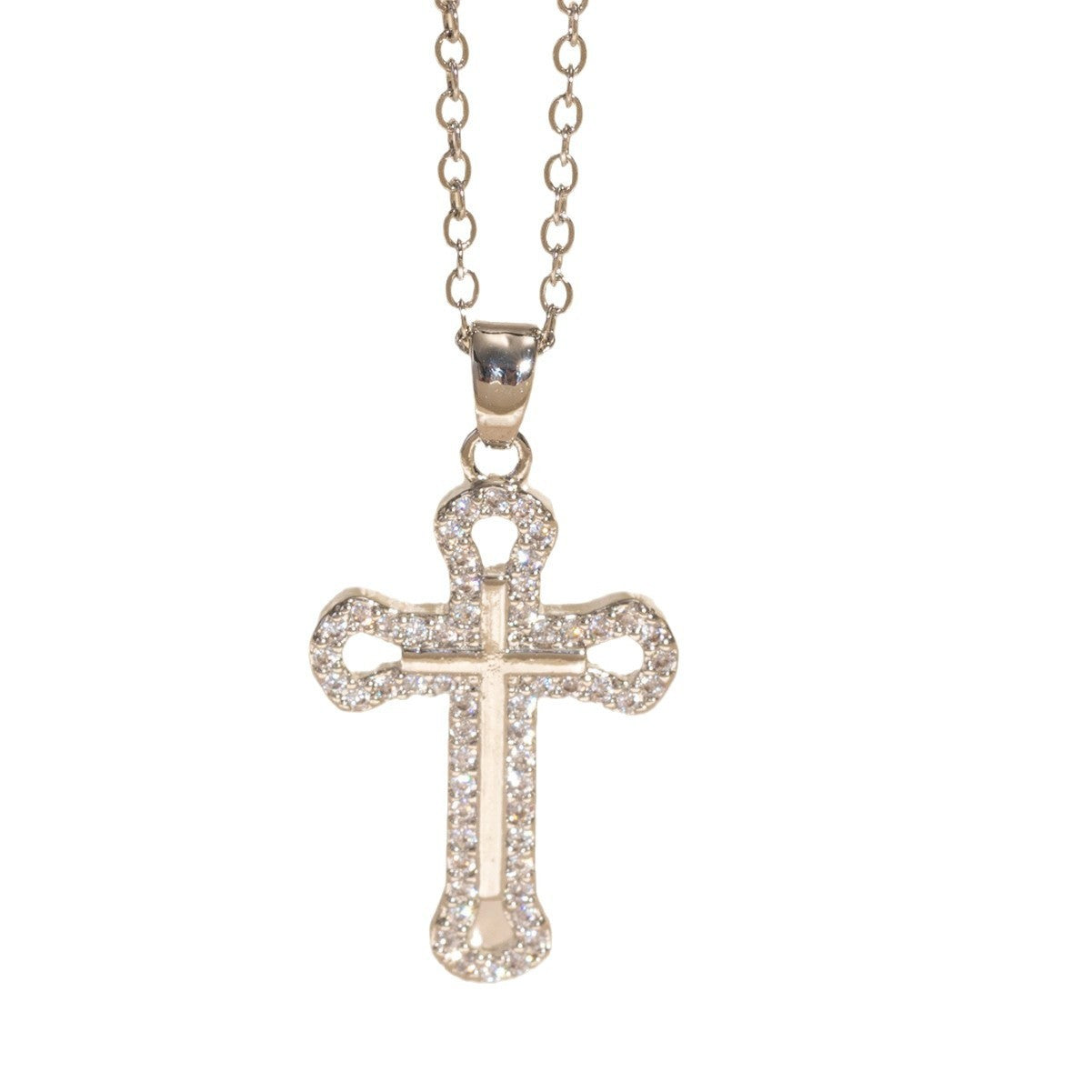 Real Gold Electroplated Micro Inlaid Zircon Cross Necklace