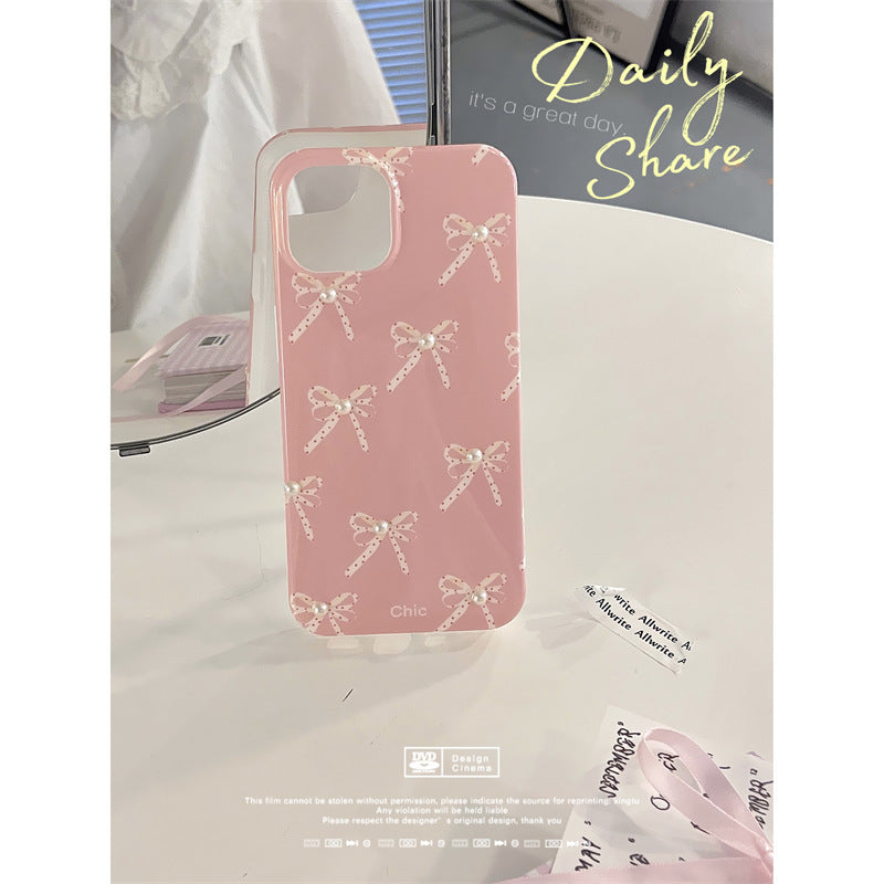 Girl Pearl Bow Stereo Phone Case