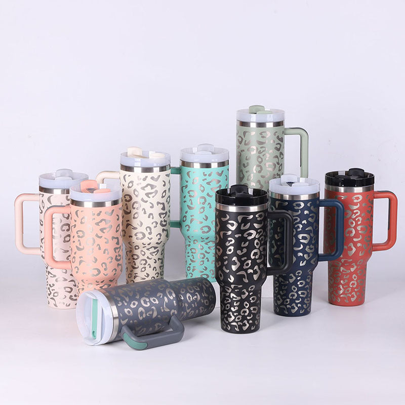 40oz Insulated Tumbler With Handle Straw Spill Proof