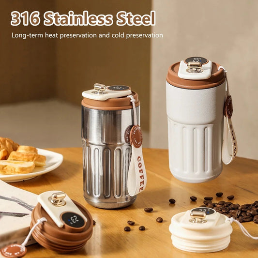 Sainishops™Smart Digital Thermal Bottle Portable Coffee Mug Stainless 450ml