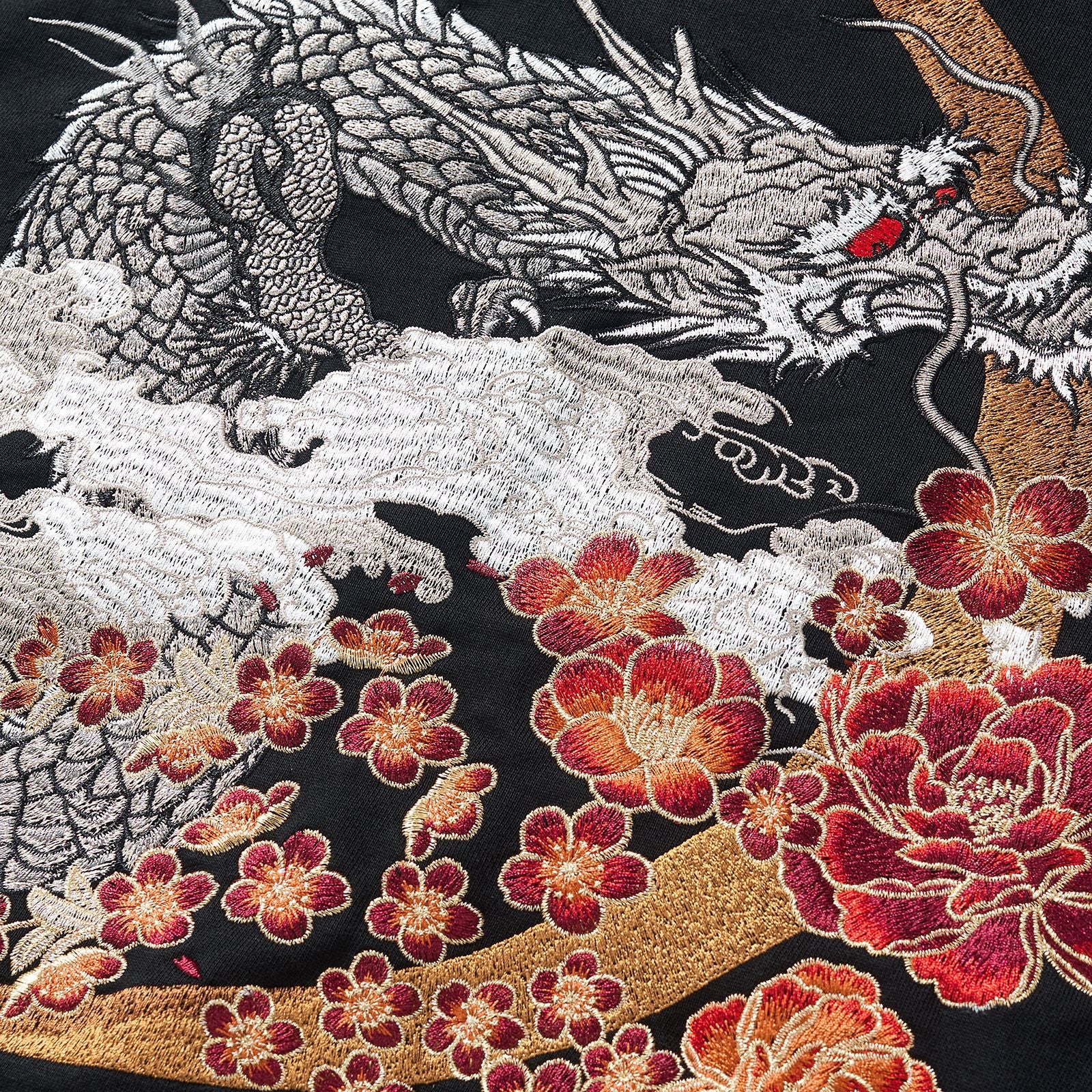 Herrenjacke im chinesischen Stil aus Polyester, locker geschnitten, bestickt