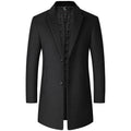 Mens Mid-Length Casual Wool Coat For Middle-Aged Men