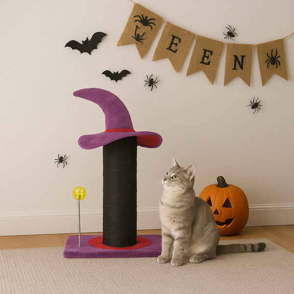 Wizard Hat Cat Scratching Post With Spring Ball Toy For Indoor Cats