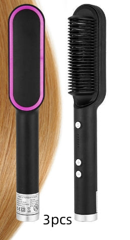 2 in 1 Ionic Hot Comb Straightener and Curling Hair Brush Tool