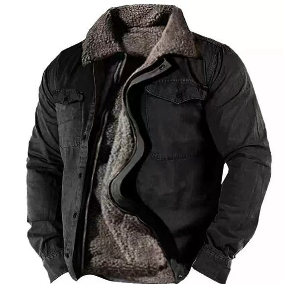 Loose Cotton Jacket with Zipper Heavy Side Seams