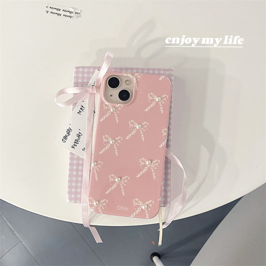 Sainishops™Girl Pearl Bow Stereo Phone Case