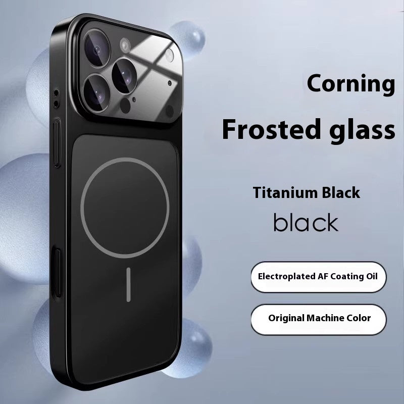 Phone case with Corning Frosted glass feature on a light blue background